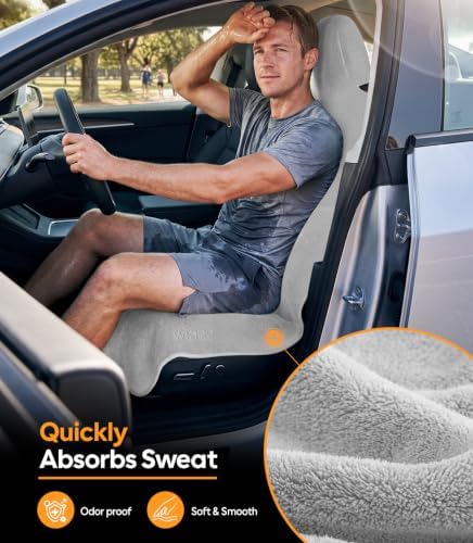 Car Seat Towel, Sweatproof, for Use After Gym, Light Gray, 1 Pack