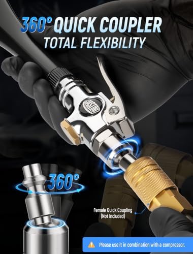 Tornado Mini Air Gun for Car Detailing, 360° Swivel Quick Connector