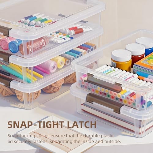 3PC Storage Bins with Lids, Stackable Plastic Box, Paper Storage