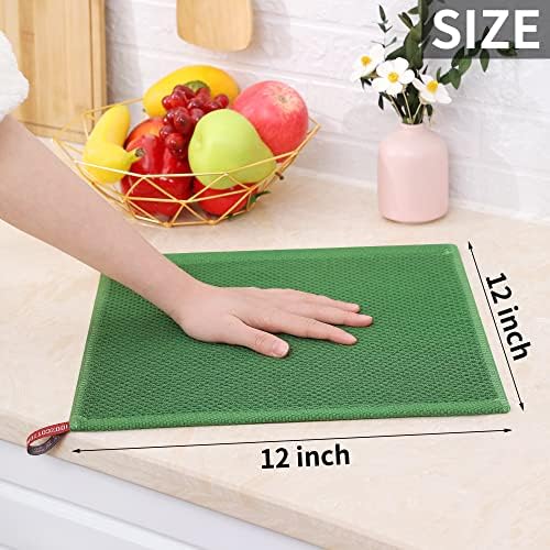 100% Cotton Waffle Weave Kitchen Dish Cloths 6-Pack, Grass Green
