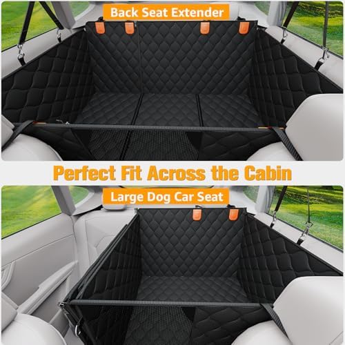 Convertible Backseat Extender for Dogs, Hard Bottom Dog Seat Cover