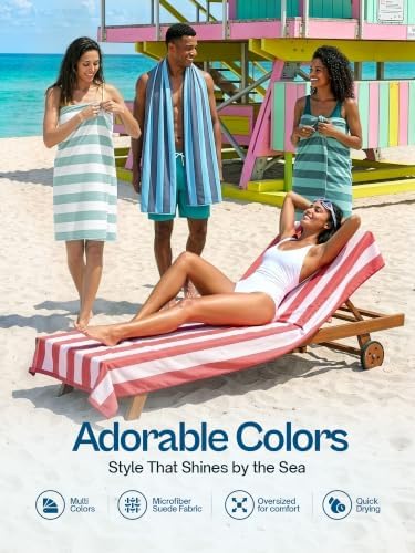 Thin Lightweight Microfiber Beach Towel 4 Pack 32x71 Inch