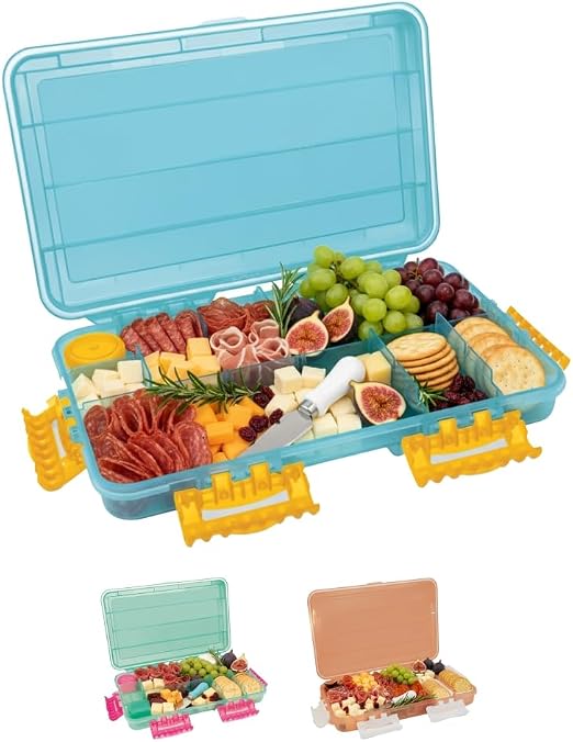 SubSafe Charcuterie Safe - BPA-Free, Food Safe Charcuterie Board with Lid & Handle - Portable Snack Tray Organizer with 