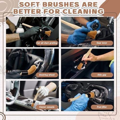 4 Pack Parts Cleaning Brush Home and Auto Use,Boar Bristle