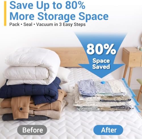 80% Space Saver Vacuum Storage Bags with Hand Pump, 20 Combo