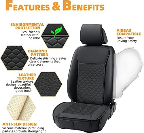 Leather Car Seat Covers Front 2PC Waterproof Universal Fit Black