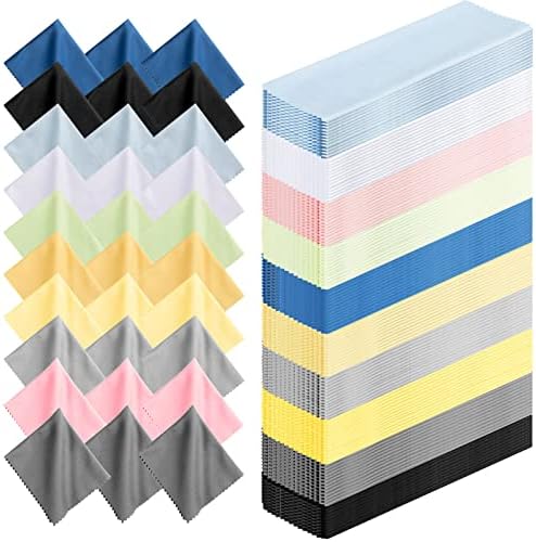 200 Pcs Microfiber Glasses Cleaning Cloth,Multi Color