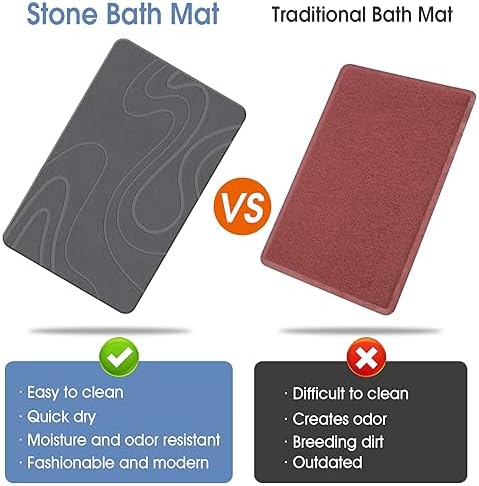 Stone Bath Mat, Diatomaceous Earth Bath Mat, Shower Mat Grey