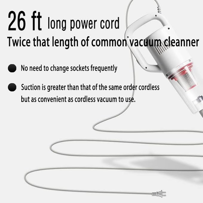 KEROMEE Stick Corded Handheld Vacuum Cleaner 26ft Cord Electric Broom for Pet Hair Hardwood Floor Cat Litter Cleaning