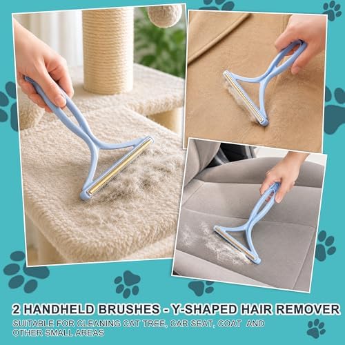 Carpet Rake for Pet Hair Removal Tool, Cat & Dog Pet Hair Remover Broom with 54” Adjustable Long Handle, Reusable Carpet Brush Rake for Rugs, Mats, Couch, Furniture