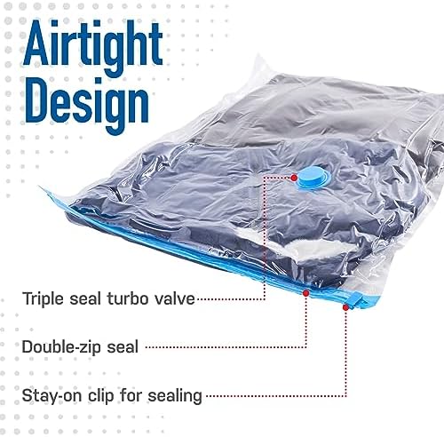 Vacuum Storage Bags with Hand Pump, Jumbo, 10 Pack