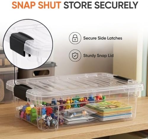 13.7 Qt Clear Plastic Storage Bins with Lids and Latches, Organizing Containers, Stackable Plastic Bin for Home, Garage, School, and Office