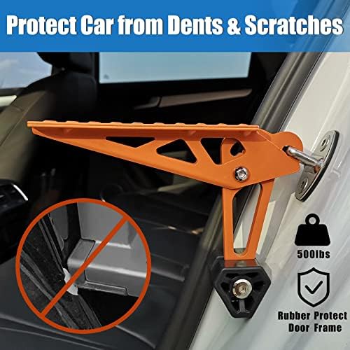Universal Fit Car Door Step, Foldable Roof Rack Door Step Up on Door Latch, Both Feet Stand Pedal Ladder, Easy Access to Rooftop for Most Car, SUV, Truck, Max Load 400 lbs(Orange