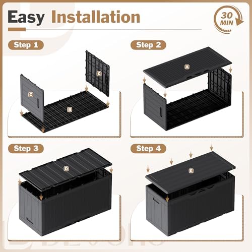 100 Gallon Waterproof Deck Box, Resin Large Outdoor Storage Box