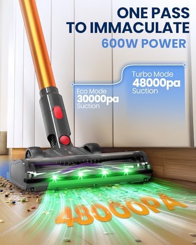 DP2 Brushless Cordless Vacuum Cleaner, 600W/48KPA/90Mins,12*2000mAh Battery