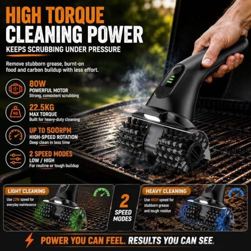 Electric Grill Brush for Outdoor Grill, Dual Roller BBQ Cleaner
