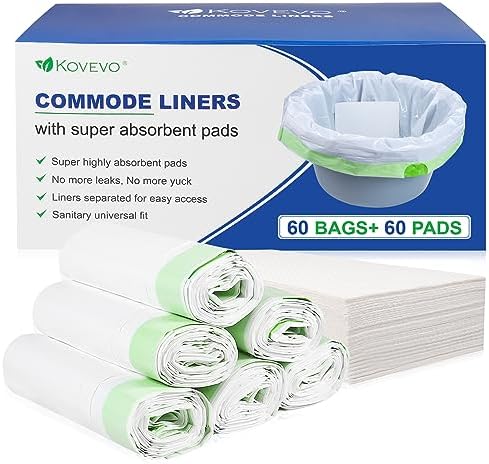 60 Pack Commode Liners with Absorbent Pads