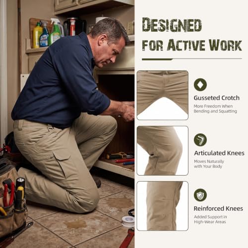 Men's Tactical Cargo Work Pants Stretch Fishing Pants Water Resistant