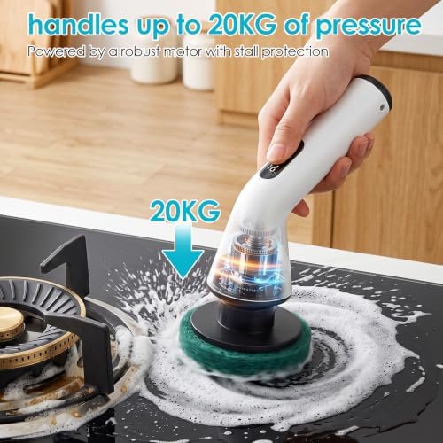 Electric cleaning brush for bathroom,spin scrubber with 7 Brushes & Handle