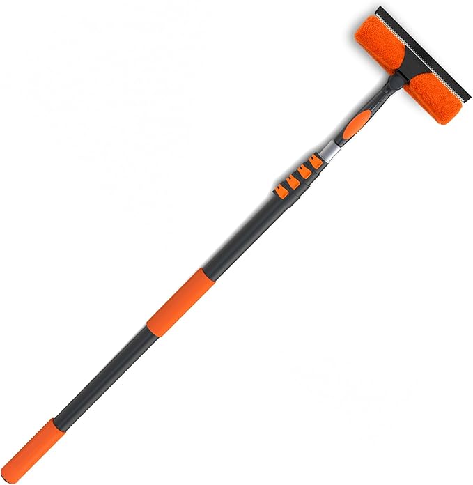 LAANPOLE 26FT Window Squeegee with Extension Pole, 2-in-1 Squeegee for Window Cleaning, Professional Cleaning Kit for Home with 20FT Telescoping Pole for Outdoor Indoor Use