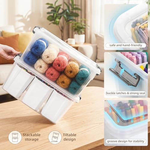 17QT Craft Organizers and Storage bins with Lids, Marker Organizer