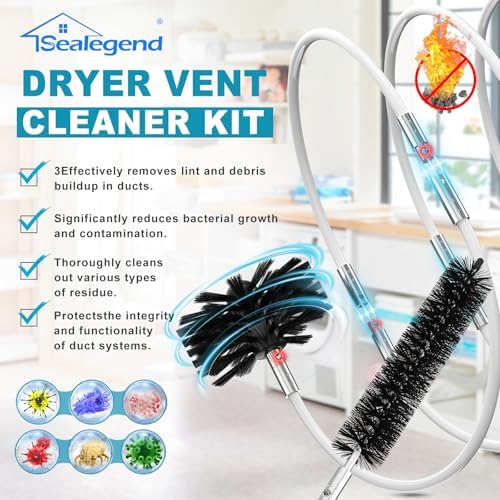 60Ft Dryer Vent Cleaner Kit - FlexibleLint Remover