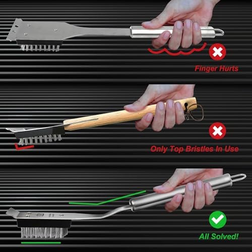 Grill Brush with Scraper/16.5” Stainless Wire Outdoor BBQ Cleaning