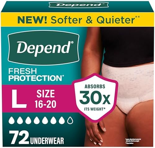 Fresh Protection Adult Diapers for Women, Large, 72 Count