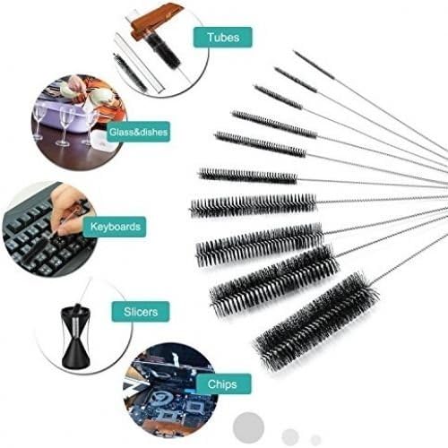 DECORA 10 Pieces Nylon Cleaning Bottle Brush Pipe Cleaning Brushes Tube Brushes Tube Bottle Straw Washing Cleaner Bristle Kit Tool Black