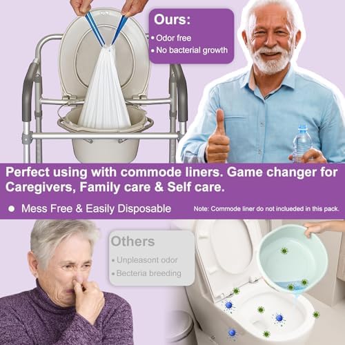 200 PCS Lavender Scented Super Absorbent Commode Pads, Light Scent Commode Pads for Bedside Commode Liners, Medical Grade, Disposable, Simple for Camping, Seniors and Disabled