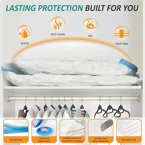 12 Jumbo Vacuum Storage Bags for Blankets & Bedding, Space Saver Bags