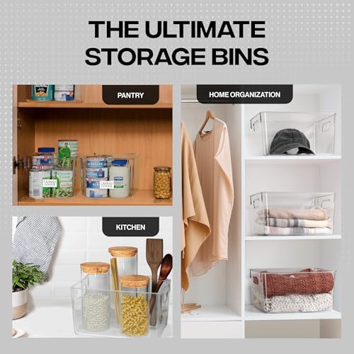 Clear Plastic Storage Bins – Pantry Organizers & Storage Containers, Cabinet Organizer - Home Organization Must Haves for Kitchen, Laundry Room, Office, Closet, Garage & Freezer