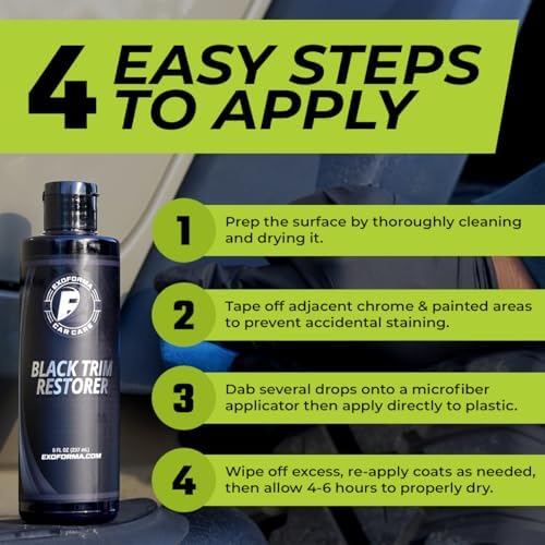 Black Trim Restorer - Lasts 6+ Months, Dye Infused Waterproof Plastic Restorer for Cars - Perfect for Faded Bumpers, Trim & Vinyl on Jeeps, Truck Beds, Avalanches & ATVs | 8oz