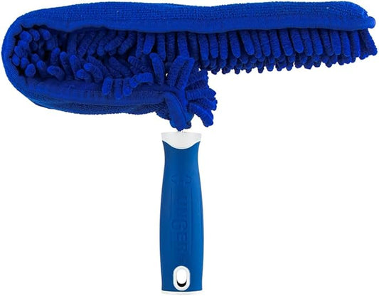 Unger Connect and Clean Microfiber Ceiling Fan Duster, Household Cleaning Supplies to Trap Dust and Dirt, Reusable and Machine Washable Sleeve, Compatible with Threaded Poles for Higher Access
