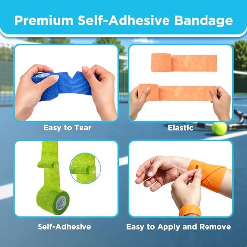 Self Adhesive Bandage Wrap 2 Inch x 5 Yds 64 Rolls - Assorted