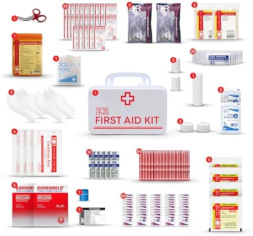 Class B OSHA ANSI Compliant First Aid Kit – Emergency Medical Supplies in Wall-Mountable Plastic Case for Workplace, Office, Home – 190 Piece