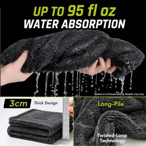 Car Drying Towel, 1300GSM Twisted Loop,28"x36",Microfiber Towels for Cars