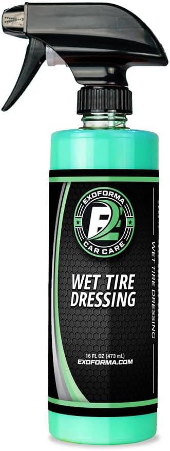 Wet Tire Dressing Spray - Extremely High Shine Tire Dressing for That Wet Look - No Sling, Non-Greasy Silicone Formula with UV Protection - Easy to Apply, Minimal Cure Time - 16 fl oz - Cleanova