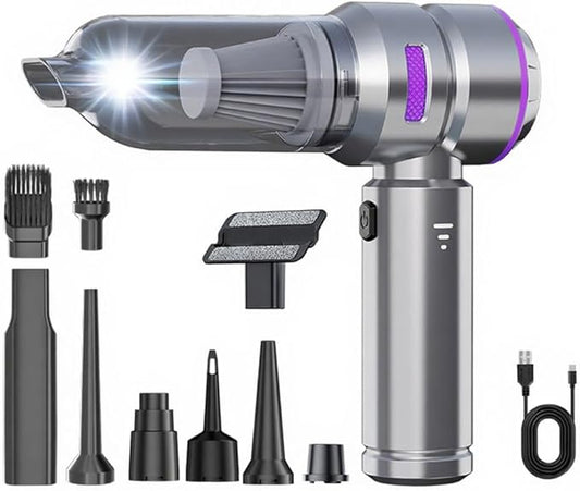 2-in-1 Handheld Vacuum & Blower, 21000Pa Powerful Suction, 1.5lbs Ultra Lightweight Cordless Car Vacuum with Rapid Charging, for Car/Pet Hair/Home/Office - 3 Adjustable Suction Levels