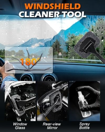 18Pcs Car Interior Cleaning Kit, Windshield Cleaner Tool with Detail Brush