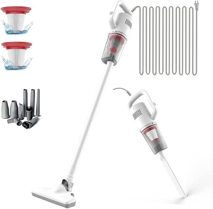 KEROMEE Stick Corded Handheld Vacuum Cleaner 26ft Cord Electric Broom for Pet Hair Hardwood Floor Cat Litter Cleaning
