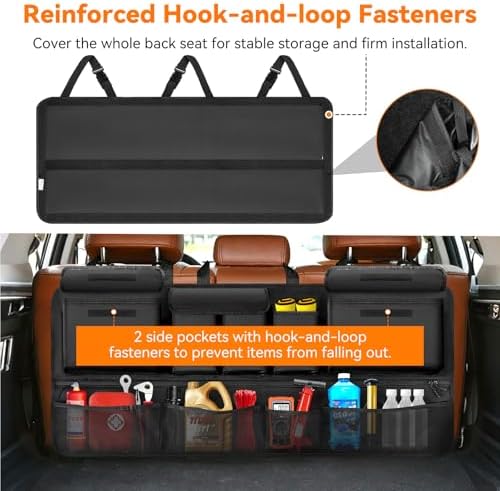 Trunk Organizer for SUV, Car Organizers and Backseat Hanging Storage,Black