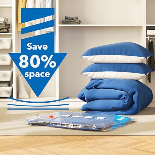 Vacuum Storage Bags, Space Saver Sealer Bags,Vacuum seal bags for clothing, Pillows, Comforters, Blankets, Bedding,Travel,12 Jumbo
