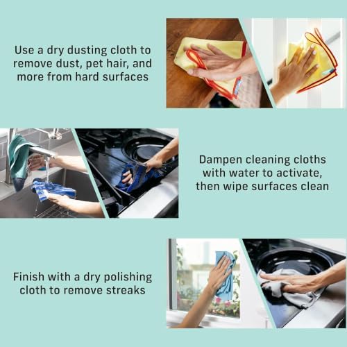 Home Cleaning Set, Premium Microfiber Cleaning Cloth, Household Cleaning Tools & Supplies for Dusting, Bathroom, Kitchen & Cars, Washable & Reusable, 100 Wash Guarantee, 8 Piece Set