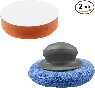 YoRise 2PCS Car Wax Applicator Pad, Microfiber Buffing & Polishing Pad, Car Detailing Sponge Pads with Grip Handle, Soft