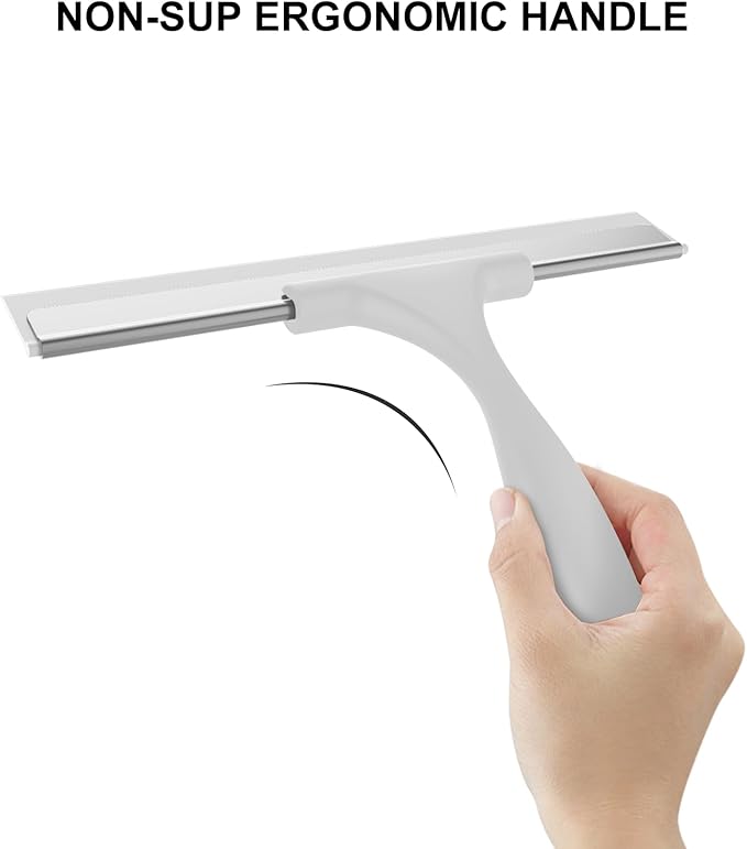 SetSail Shower Squeegee for Glass Doors All-Purpose Squeegee for Shower Glass Heavy Duty Window Squeegee with Hook for Tile, Sink, Mirror, Car Windshield Cleaning 10 Inches