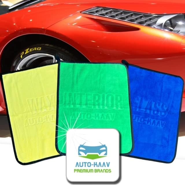 Auto-Kaav Micro Fiber Premium Grade Use-Labeled Car Towels | 6-Pack (12-inch x 12-inch)