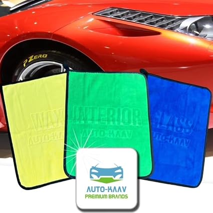 Auto-Kaav Micro Fiber Premium Grade Use-Labeled Car Towels | 6-Pack (12-inch x 12-inch)