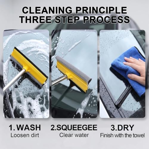 Car Wash Squeegee Kit with Collapsible Bucket for Windshield and Windows