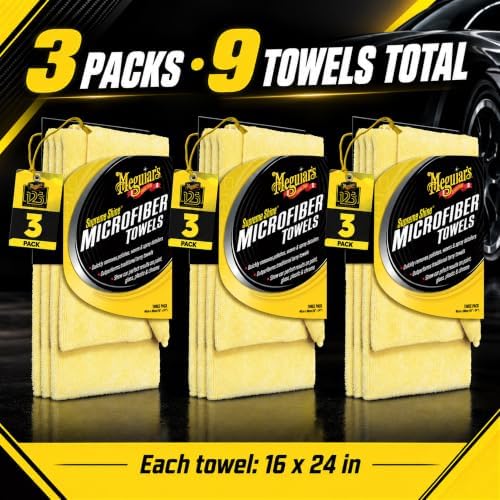 Supreme Shine Microfiber Towels, 16x24 in, 3 Packs of 3, 9 Total